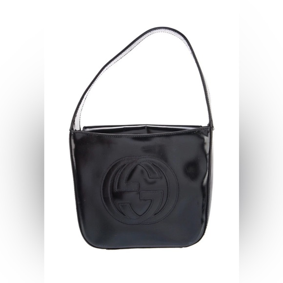 Gucci Interlocking G Vintage Top Handle Shoulder Bag Black Box Leather Mint Cond - Picture 1 of 6